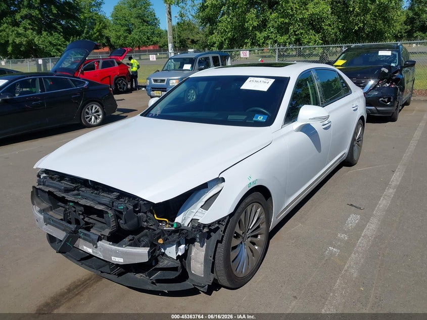 2018 Genesis G90 VIN KMHG54JH3JU045161 IAAI salvage auction — FRONT END, Salvage Title, sold $9,350 on 2026-08-17 (photo 2)