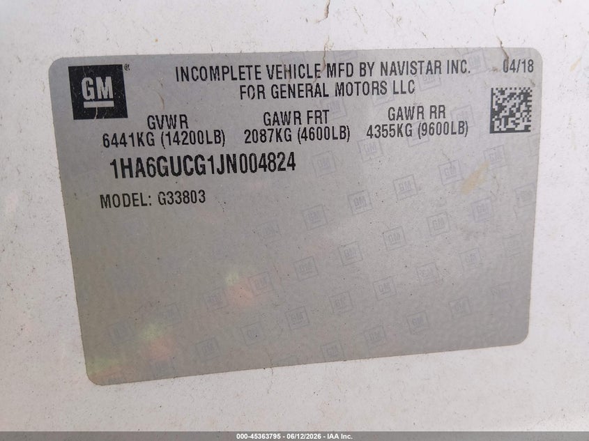 2018 Chevrolet Express VIN 1HA6GUCG1JN004824 IAAI salvage auction — LEFT SIDE, Salvage Title, sold $15,300 on 2026-07-24 (photo 8)