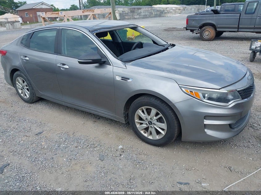 2018 Kia Optima VIN 5XXGT4L37JG186008 IAAI salvage auction — STORM DAMAGE, Salvage (North Carolina), sold $2,025 on 2026-07-24 (photo 1)