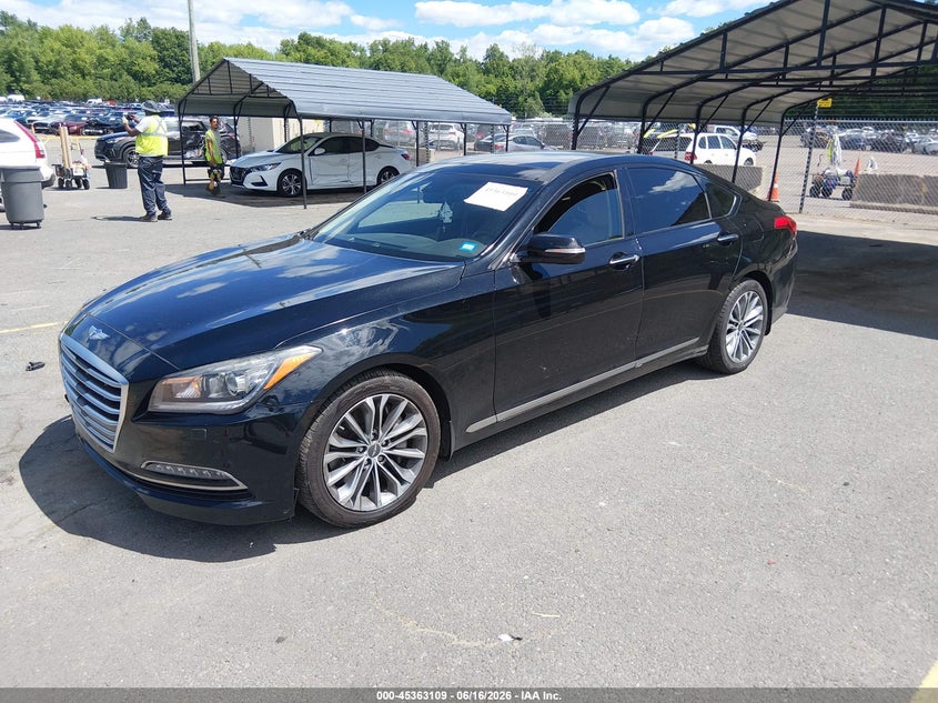 2016 Hyundai Genesis VIN KMHGN4JE8GU128387 IAAI salvage auction — FRONT & REAR, Salvage (Connecticut), sold $2,050 on 2026-07-23 (photo 2)