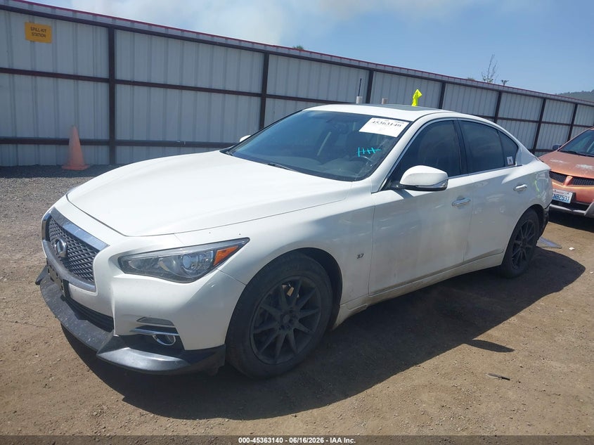 2014 Infiniti Q50 VIN JN1BV7AR5EM696535 IAAI salvage auction — REAR END, Bill Of Sale (Washington), sold $3,250 on 2026-07-14 (photo 2)