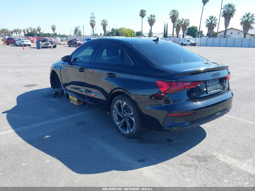 2023 Audi A3 VIN WAUHUDGY6PA071988 IAAI salvage auction — LEFT FRONT, Salvage (California), sold $6,600 on 2026-07-28 (photo 3)
