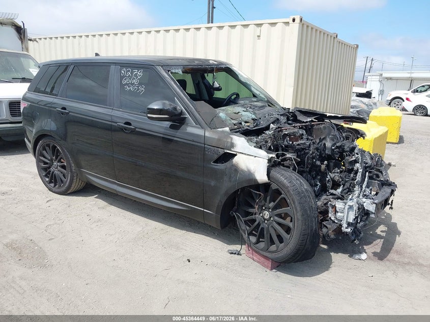 2016 Land rover Range rover sport VIN SALWR2KF8GA663584 IAAI salvage auction — ENGINE BURN, Non-Repairable (California), sold $550 on 2026-07-15 (photo 1)