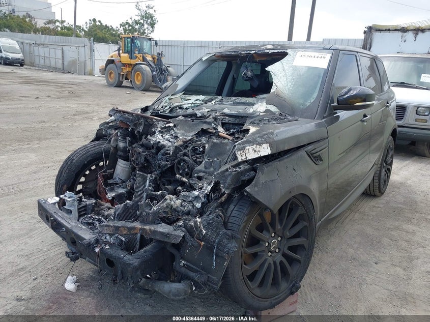 2016 Land rover Range rover sport VIN SALWR2KF8GA663584 IAAI salvage auction — ENGINE BURN, Non-Repairable (California), sold $550 on 2026-07-15 (photo 6)