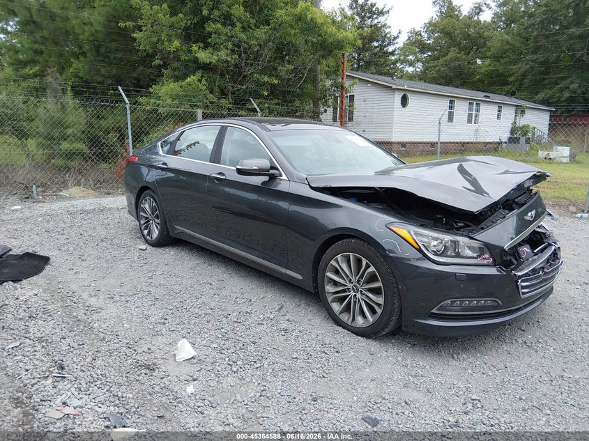 2017 Genesis G80 VIN KMHGN4JE7HU193166 IAAI salvage auction — FRONT END, Salvage (South Carolina), sold $2,250 on 2026-07-09 (photo 1)