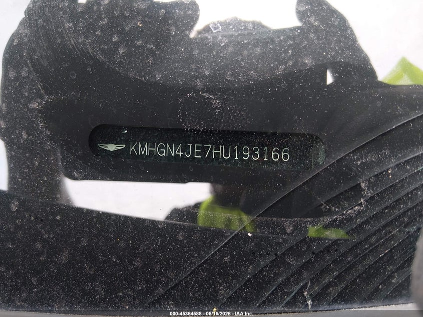2017 Genesis G80 VIN KMHGN4JE7HU193166 IAAI salvage auction — FRONT END, Salvage (South Carolina), sold $2,250 on 2026-07-09 (photo 9)