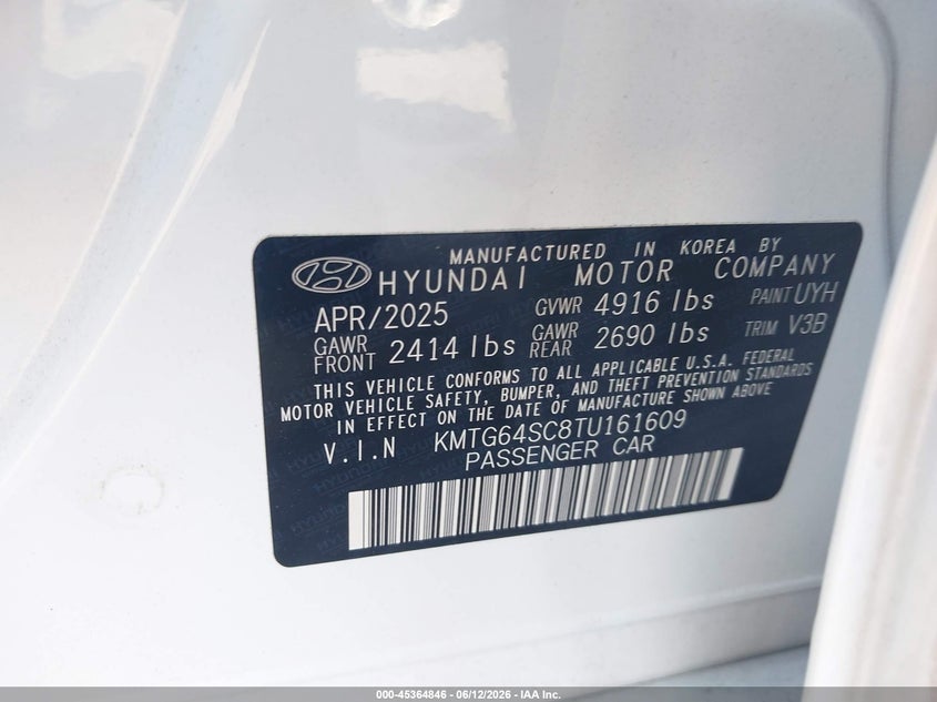 2026 Genesis G70 VIN KMTG64SC8TU161609 IAAI salvage auction — FRONT END, Salvage (Georgia), sold $9,000 on 2026-07-29 (photo 9)