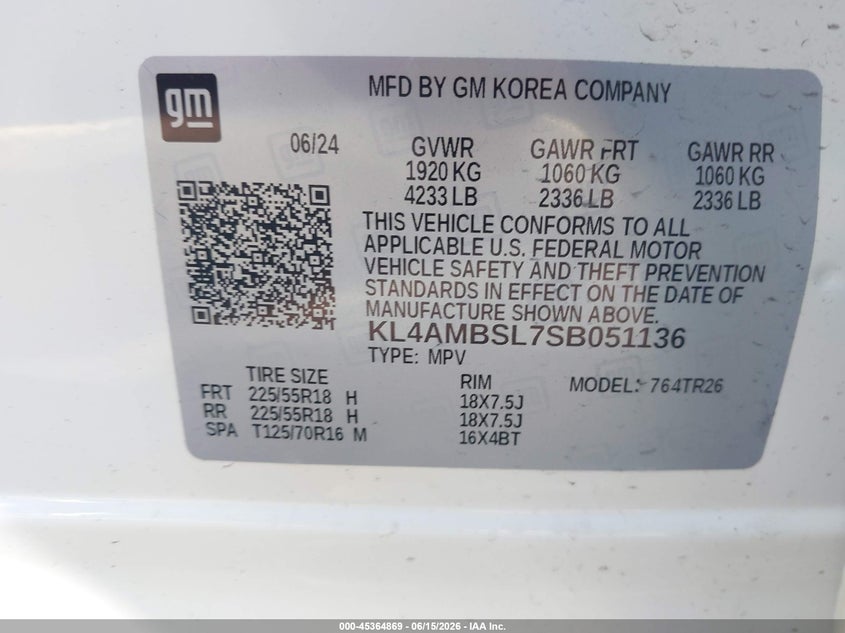 2025 Buick Encore gx VIN KL4AMBSL7SB051136 IAAI salvage auction — LEFT SIDE, Salvage Title, sold $5,300 on 2026-07-16 (photo 9)