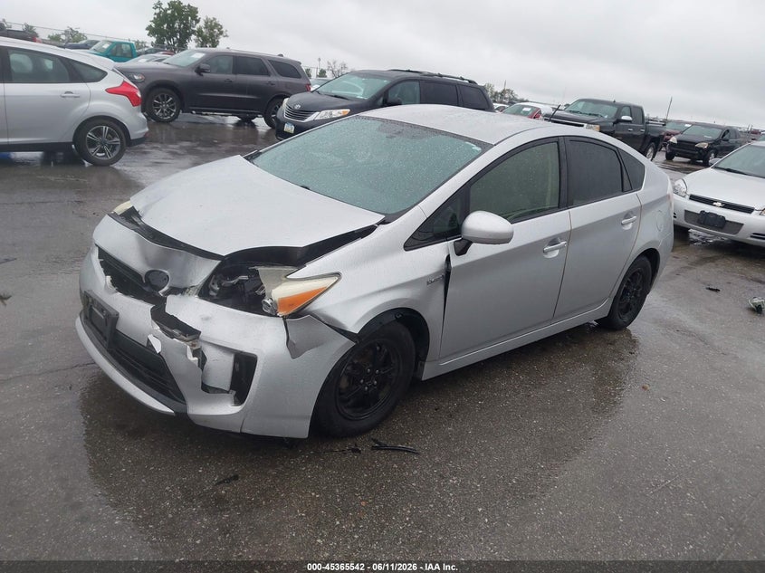 2012 Toyota Prius VIN JTDKN3DU1C1497583 IAAI salvage auction — FRONT & REAR, Salvage (California), sold $1,100 on 2026-08-02 (photo 2)