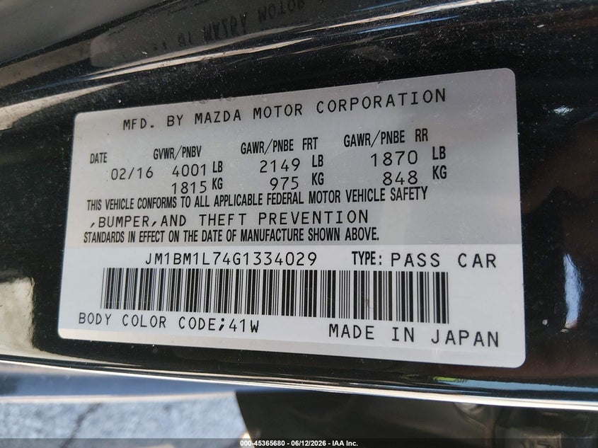 2016 Mazda 3 VIN JM1BM1L74G1334029 IAAI salvage auction — FRONT END, Salvage (Illinois), sold $475 on 2026-07-23 (photo 9)