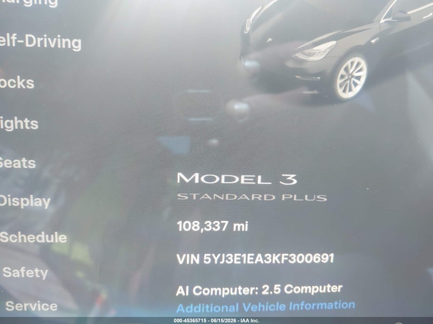 2019 Tesla Model 3 VIN 5YJ3E1EA3KF300691 IAAI salvage auction — FRONT END, Mv-907A (New York), sold $4,350 on 2026-07-23 (photo 7)