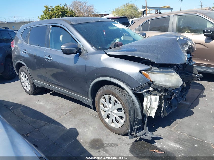 2015 Nissan Rogue VIN KNMAT2MT8FP566161 IAAI salvage auction — FRONT END, Salvage Title, sold $100 on 2026-07-08 (photo 1)