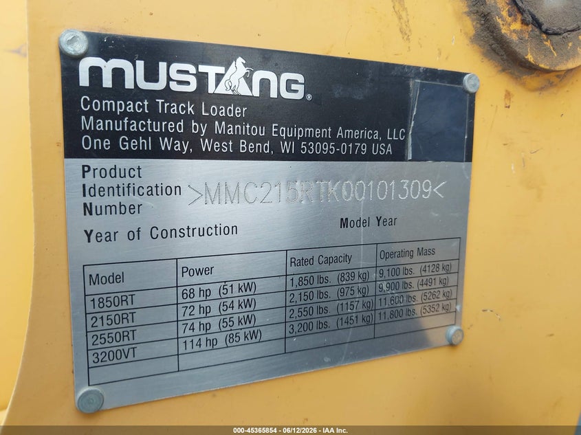 2017 Manitou 215rt VIN MMC215RTK00101309 IAAI salvage auction — ALL OVER, Bill Of Sale (Texas), sold $14,000 on 2026-07-13 (photo 9)