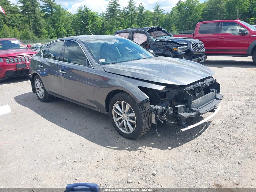 2015 Infiniti Q50 VIN JN1BV7AR4FM398530 IAAI salvage auction — FRONT & REAR, Clear (Massachusetts), sold $1,875 on 2026-07-17 (photo 1)