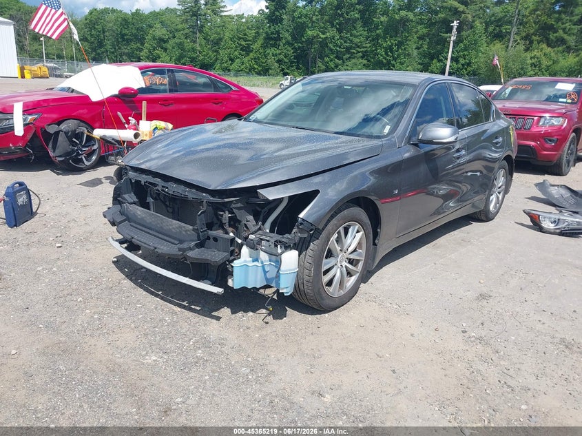 2015 Infiniti Q50 VIN JN1BV7AR4FM398530 IAAI salvage auction — FRONT & REAR, Clear (Massachusetts), sold $1,875 on 2026-07-17 (photo 2)