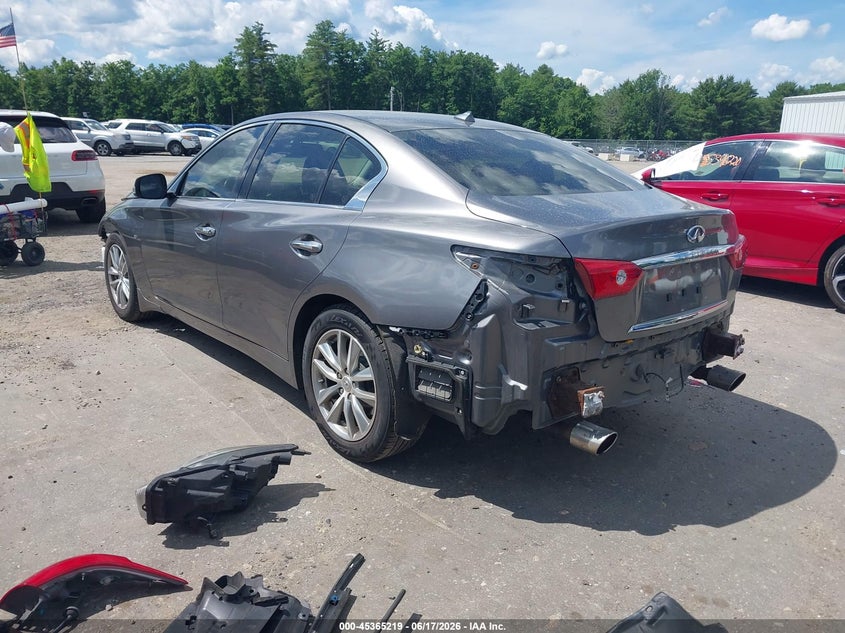 2015 Infiniti Q50 VIN JN1BV7AR4FM398530 IAAI salvage auction — FRONT & REAR, Clear (Massachusetts), sold $1,875 on 2026-07-17 (photo 3)