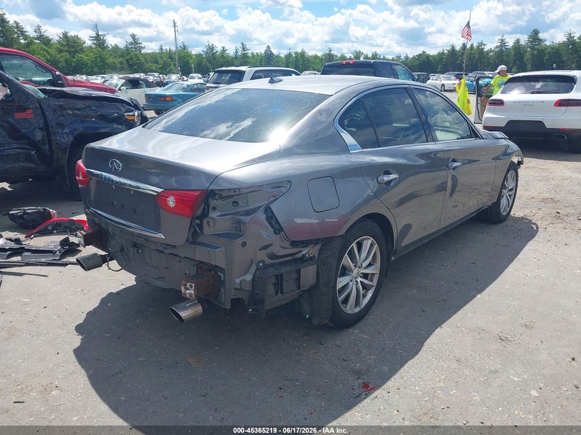 2015 Infiniti Q50 VIN JN1BV7AR4FM398530 IAAI salvage auction — FRONT & REAR, Clear (Massachusetts), sold $1,875 on 2026-07-17 (photo 4)
