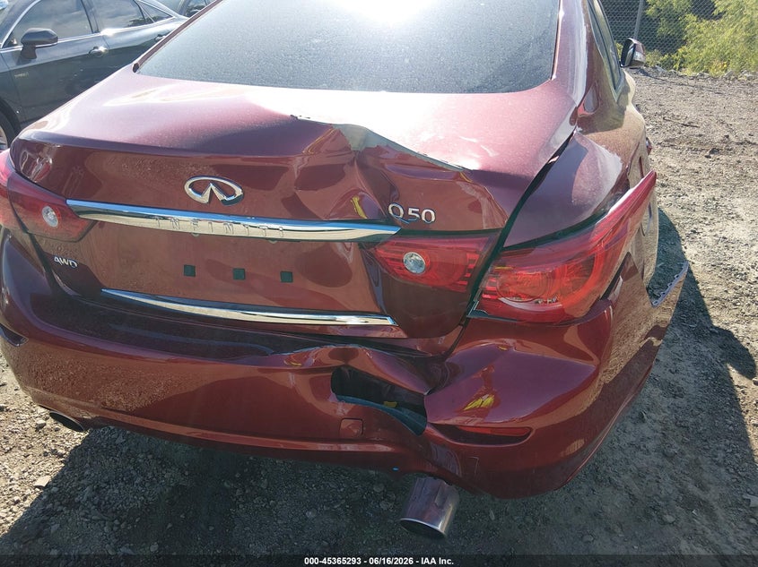 2015 Infiniti Q50 VIN JN1BV7AR1FM405420 IAAI salvage auction — REAR END, Salvage (Illinois), sold $1,500 on 2026-07-22 (photo 6)