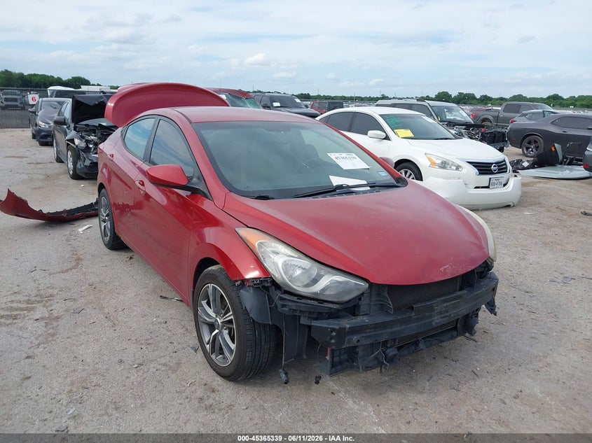 2013 Hyundai Elantra VIN KMHDH4AE7DU633343 IAAI salvage auction — FRONT END, Salvage (Texas), sold $800 on 2026-07-07 (photo 1)
