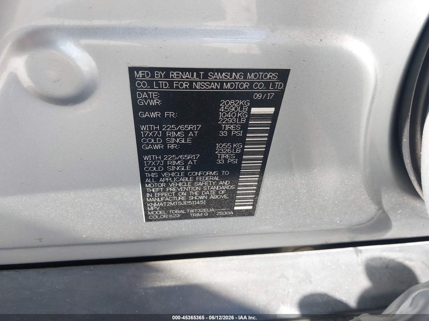 2018 Nissan Rogue VIN KNMAT2MT5JP511451 IAAI salvage auction — FRONT END, Wait Title, sold $975 on 2026-08-02 (photo 9)