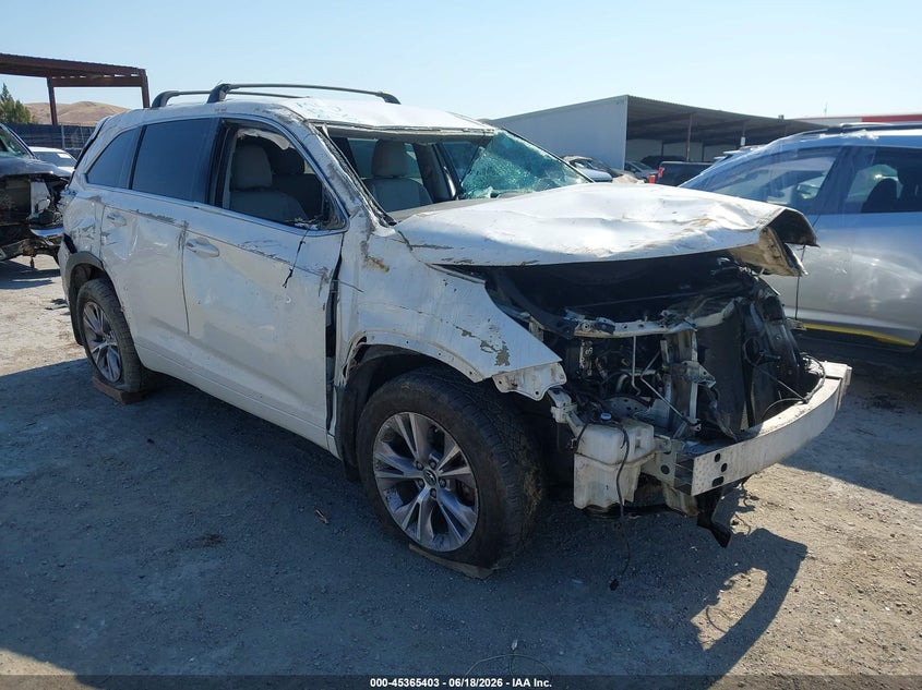 2016 Toyota Highlander VIN 5TDBKRFHXGS242144 IAAI salvage auction — ROLLOVER, Non-Repairable (California), sold $1,650 on 2026-07-17 (photo 1)