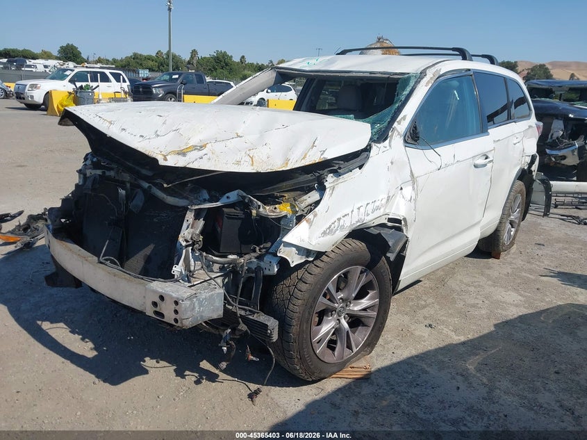 2016 Toyota Highlander VIN 5TDBKRFHXGS242144 IAAI salvage auction — ROLLOVER, Non-Repairable (California), sold $1,650 on 2026-07-17 (photo 2)