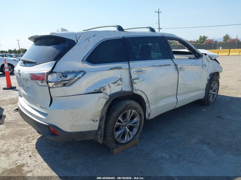 2016 Toyota Highlander VIN 5TDBKRFHXGS242144 IAAI salvage auction — ROLLOVER, Non-Repairable (California), sold $1,650 on 2026-07-17 (photo 4)