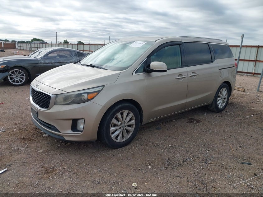 2015 Kia SEDONA VIN KNDMC5C10F6020958 IAAI salvage auction — ENGINE BURN, Salvage (Texas), sold $575 on 2026-07-06 (photo 2)