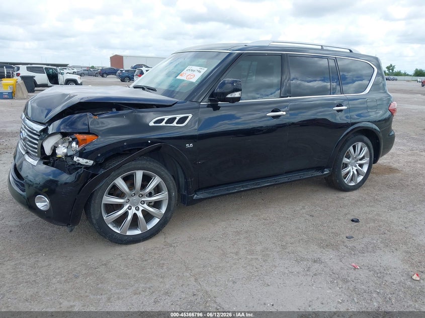 2014 Infiniti Qx80 VIN JN8AZ2NE9E9069173 IAAI salvage auction — NORMAL WEAR, Salvage Title, sold $1,950 on 2026-07-29 (photo 2)