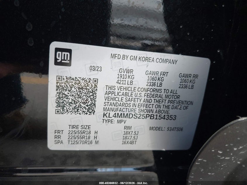 2023 Buick Encore gx VIN KL4MMDS25PB154353 IAAI salvage auction — REAR END, Salvage Title, sold $5,600 on 2026-07-30 (photo 9)
