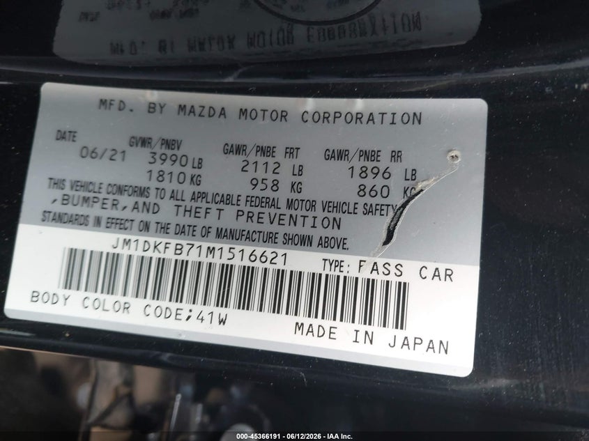 2021 Mazda Cx-3 VIN JM1DKFB71M1516621 IAAI salvage auction — LEFT FRONT, Salvage Title, sold $1,950 on 2026-07-15 (photo 9)