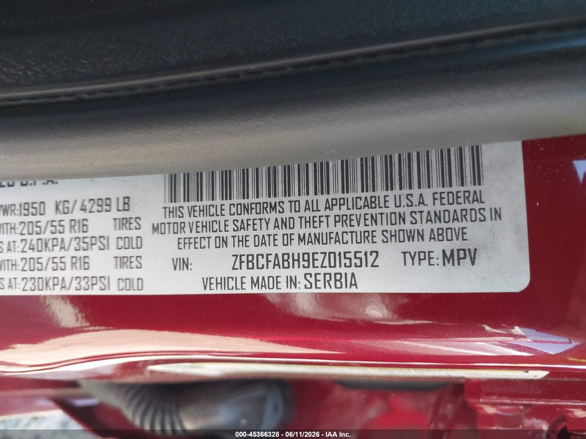 2014 Fiat 500l VIN ZFBCFABH9EZ015512 IAAI salvage auction — RIGHT SIDE, Bill Of Sale (Washington), sold $1,200 on 2026-07-08 (photo 9)