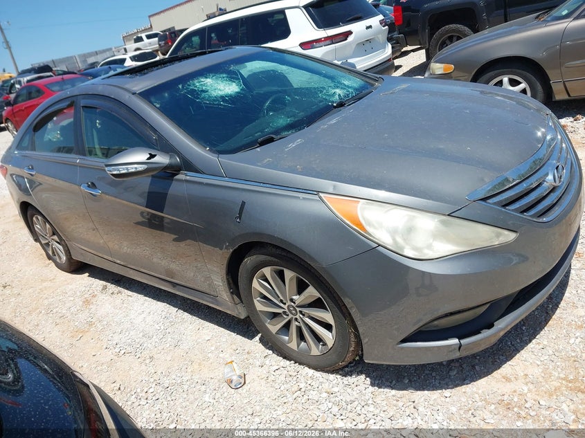 2014 Hyundai Sonata VIN 5NPEC4AB6EH885660 IAAI salvage auction — BIO HAZARD, Clear (Missouri), sold $125 on 2026-07-13 (photo 1)