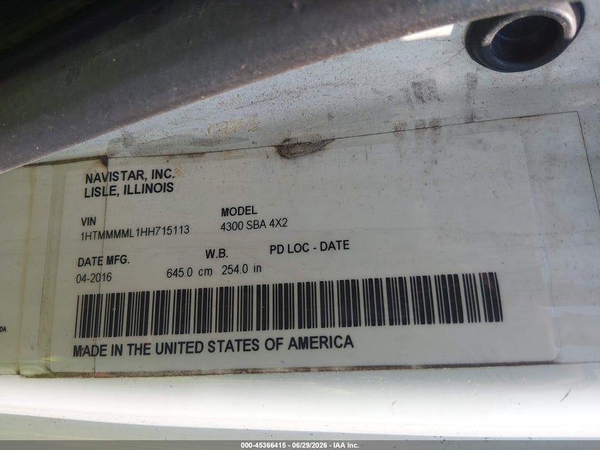 2017 International VIN 1HTMMMML1HH715113 IAAI salvage auction — REPOSSESSION, Clear (Connecticut), sold $6,950 on 2026-07-09 (photo 8)