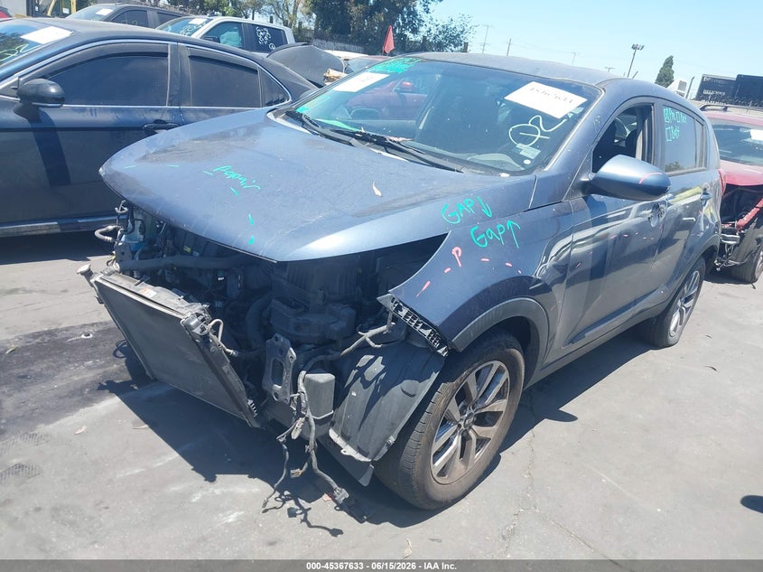 2016 Kia Sportage VIN KNDPB3AC6G7829353 IAAI salvage auction — FRONT END, Salvage Title, sold $1,600 on 2026-07-15 (photo 2)