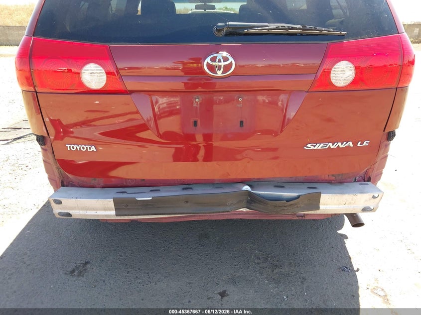 2010 Toyota Sienna VIN 5TDKK4CC4AS343604 IAAI salvage auction — REAR END, Salvage (California), sold $1,100 on 2026-07-29 (photo 6)