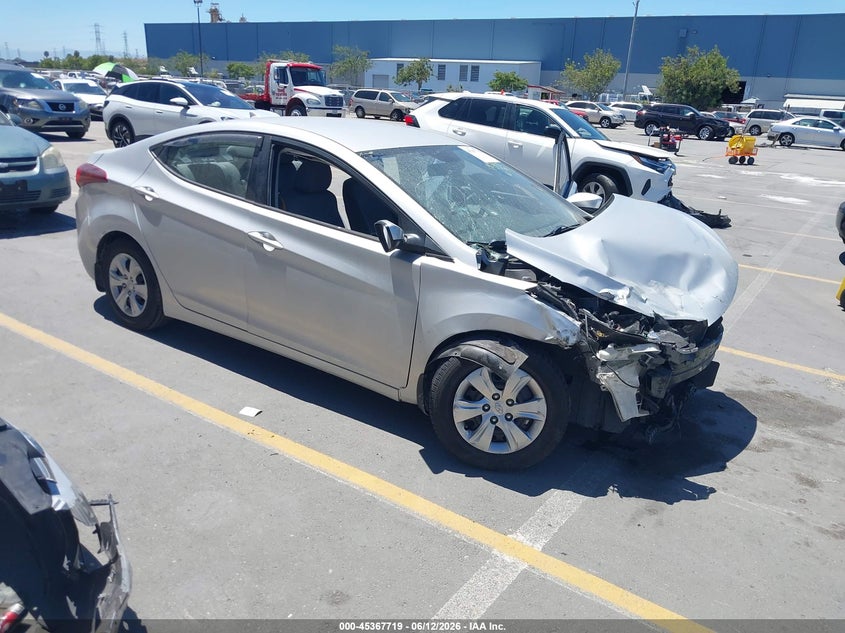 2016 Hyundai Elantra VIN KMHDH4AE3GU481310 IAAI salvage auction — THEFT, Salvage (California), sold $250 on 2026-07-13 (photo 1)