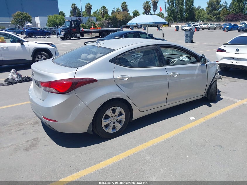 2016 Hyundai Elantra VIN KMHDH4AE3GU481310 IAAI salvage auction — THEFT, Salvage (California), sold $250 on 2026-07-13 (photo 4)