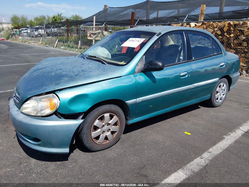 2001 Kia Rio VIN KNADC123516026370 IAAI salvage auction — FRONT END, Salvage (Nevada), sold $25 on 2026-07-17 (photo 2)