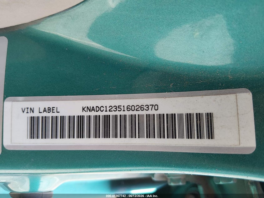 2001 Kia Rio VIN KNADC123516026370 IAAI salvage auction — FRONT END, Salvage (Nevada), sold $25 on 2026-07-17 (photo 9)