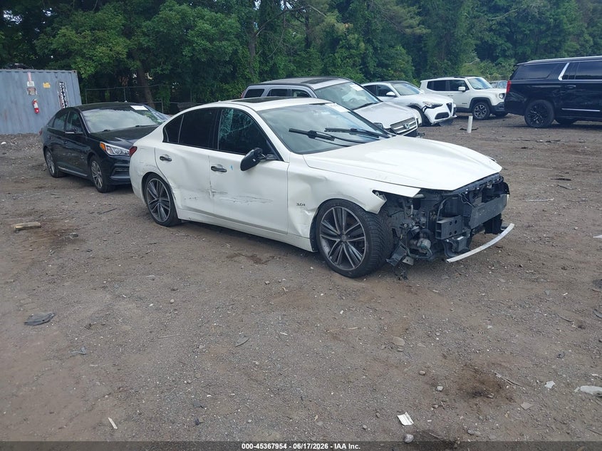 2019 Infiniti Q50 VIN JN1EV7AR3KM551728 IAAI salvage auction — LEFT FRONT, Salvage Title, sold $2,850 on 2026-07-14 (photo 1)