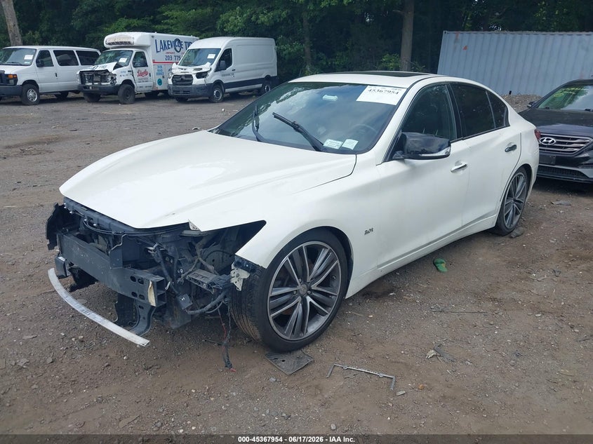 2019 Infiniti Q50 VIN JN1EV7AR3KM551728 IAAI salvage auction — LEFT FRONT, Salvage Title, sold $2,850 on 2026-07-14 (photo 2)