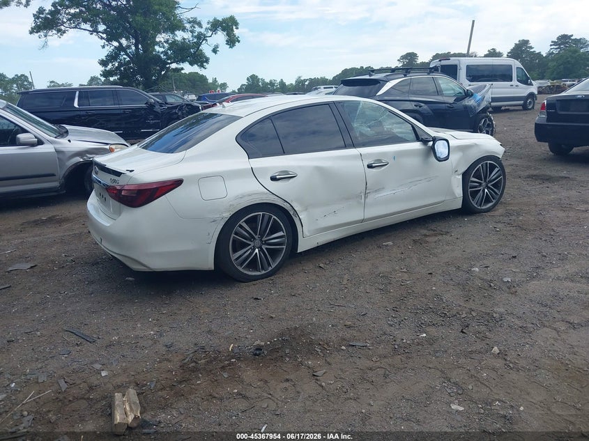 2019 Infiniti Q50 VIN JN1EV7AR3KM551728 IAAI salvage auction — LEFT FRONT, Salvage Title, sold $2,850 on 2026-07-14 (photo 4)