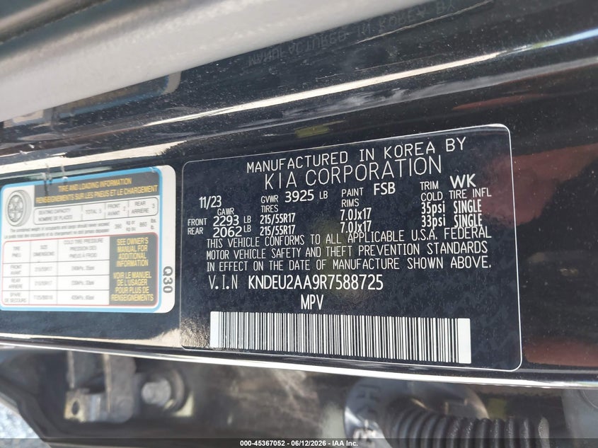 2024 Kia Seltos VIN KNDEU2AA9R7588725 IAAI salvage auction — FRONT END, Salvage (Illinois), sold $4,000 on 2026-07-29 (photo 9)