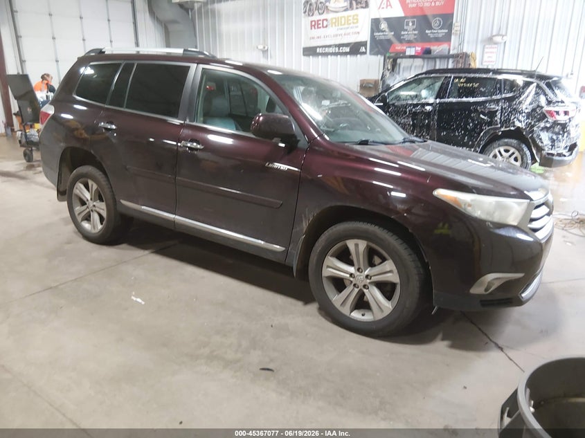 2012 Toyota Highlander VIN 5TDDK3EH7CS094570 IAAI salvage auction — LEFT FRONT, Salvage (North Dakota), sold $2,850 on 2026-07-16 (photo 1)