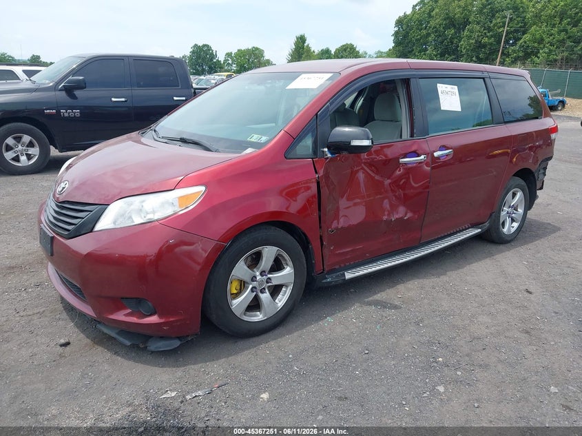 2014 Toyota Sienna VIN 5TDZK3DC2ES505680 IAAI salvage auction — FRONT & REAR, Salvage Title, sold $1,350 on 2026-07-21 (photo 2)