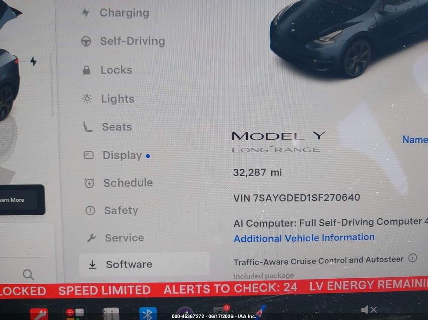 2025 Tesla Model y VIN 7SAYGDED1SF270640 IAAI salvage auction — FRONT END, Salvage Title, sold $9,650 on 2026-07-27 (photo 7)