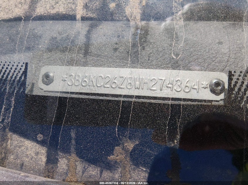 1998 Dodge Ram 2500 VIN 3B6KC26Z8WM274364 IAAI salvage auction — FRAME DAMAGE, Salvage Title - Dealer (California), sold $275 on 2026-07-08 (photo 9)