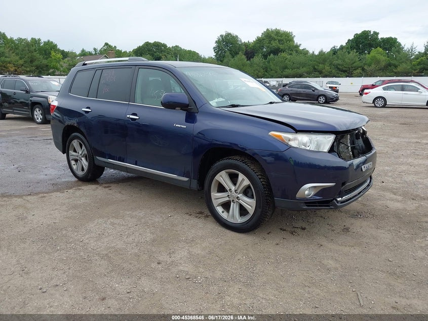 2013 Toyota Highlander VIN 5TDDK3EH3DS227763 IAAI salvage auction — FRONT END, Clear (Indiana), sold $3,850 on 2026-07-22 (photo 1)