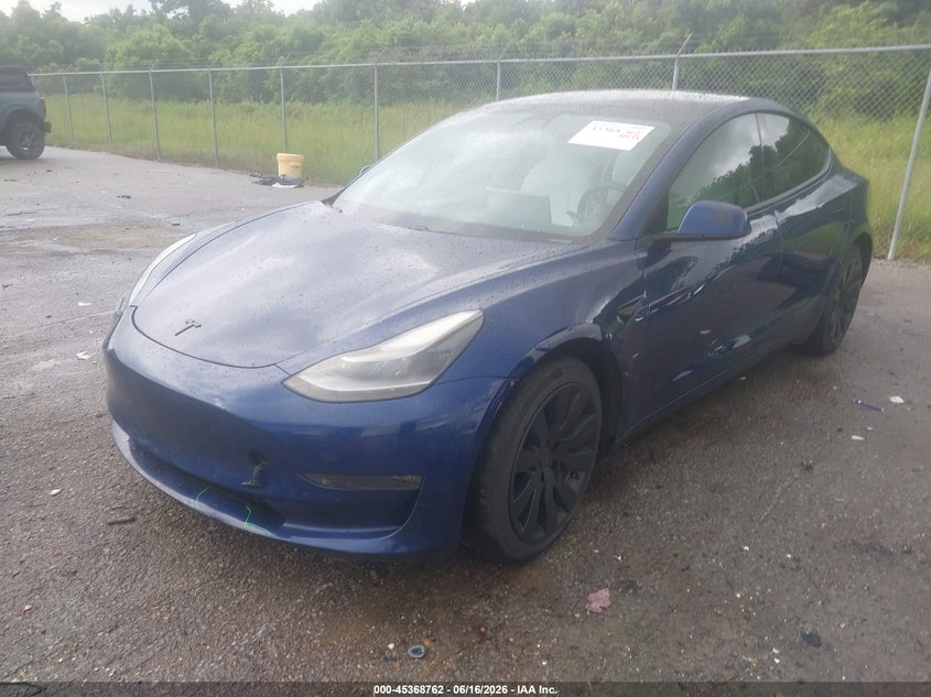 2021 Tesla Model 3 VIN 5YJ3E1EB2MF063459 IAAI salvage auction — FRONT END, Salvage (Louisiana), sold $4,200 on 2026-07-28 (photo 2)